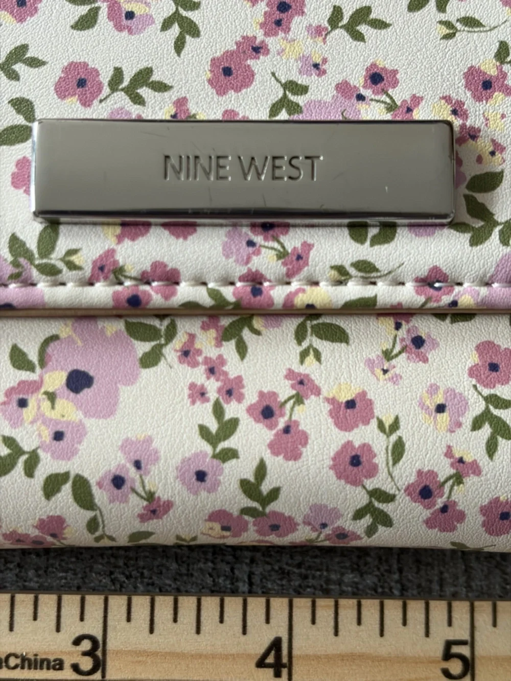 Nine West Floral Envelope Wallet Snap Clutch Pink Flower Print
